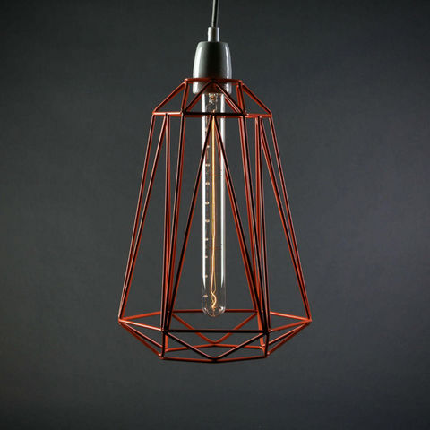 Filament Style - Deckenlampe Hängelampe-Filament Style-DIAMOND 5 - Suspension Orange câble Gris Ø21cm | L